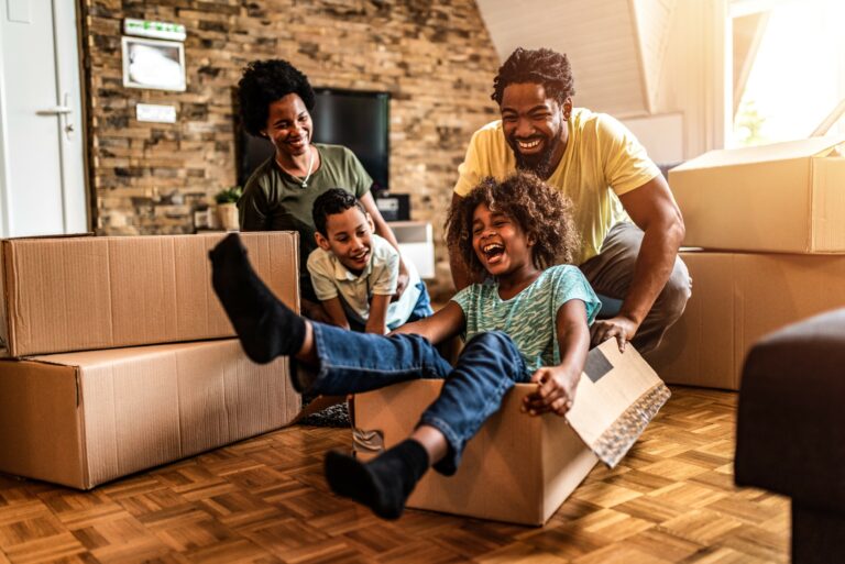 Fun Family Preparing To Move