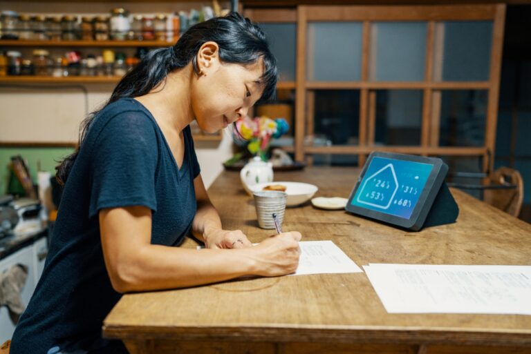 Woman Working Desk Paper